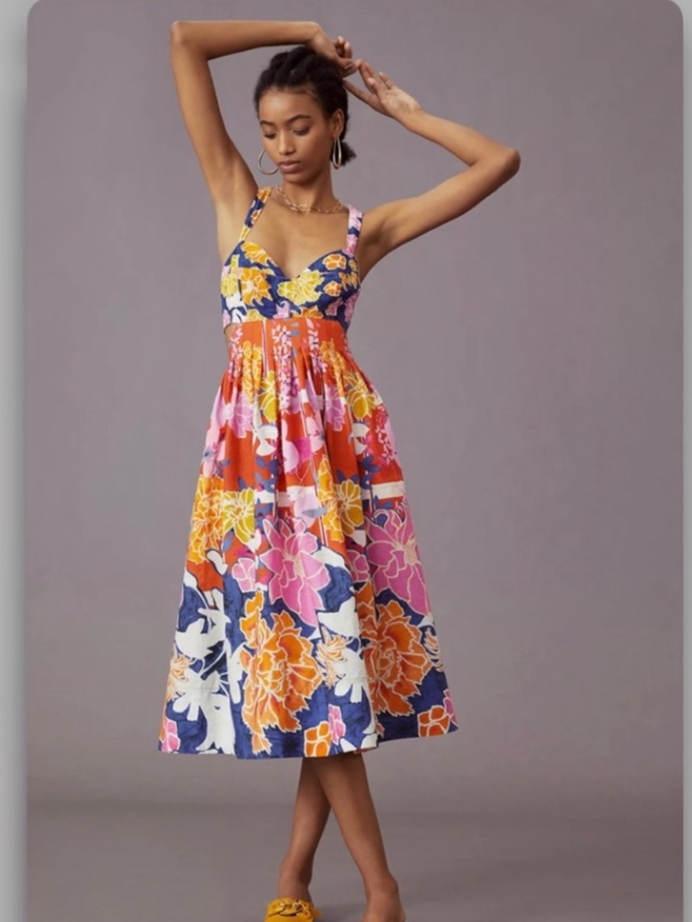 Anthropologie New Maeve Bow-Back Midi Dress Pink